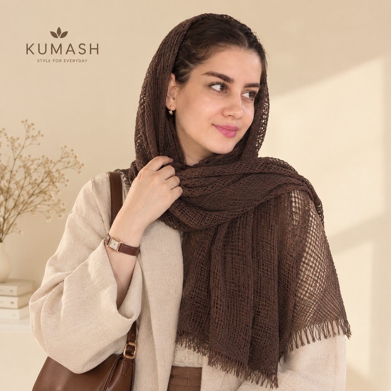 شال زنانه حصیری ریشه‌دار